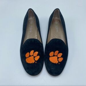 JP Crickets Clemson Tigers Black Suede Loafers